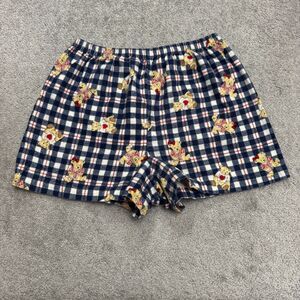 Vintage 90s Kathy Ireland Flannel Teddy Bear Pajama Shorts Women Large Sleepwear